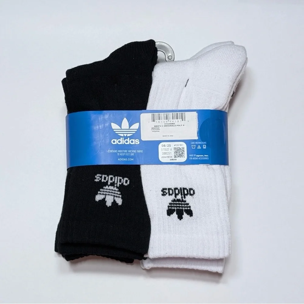 Adidas Originals Trefoil Cushioned Crew Socks 6 Pairs